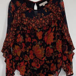 Ann Taylor  Loft red/orange ruffle long sleeve blouse. - Size S Photo 0