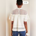 Anthropologie  Eri and Ali White Boho Crochet Cottagecore Blouse Size Large Photo 3