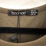 Boohoo NWT Tammi Basic Racer Front Bodycon Mini Dress Khaki Green Jersey sz 10 Photo 5