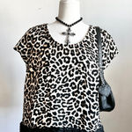 Worthington Leopard Fur Trim Top, Grunge, 2000s, Trendy, XL, Retro,‎ Trashy Glam, Bimbo Photo 0
