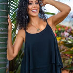 Lani Lau Hawaii Venus Tiered Navy Blue Tank | S/M Blue Photo 0