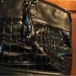 Ann Taylor croc embossed leather hand bag with fringe tassel keychain Photo 5