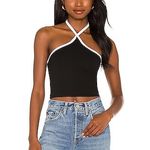 superdown Sirena Contrast Halter Top in Black & White Photo 0