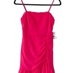 Midnight Doll NWT  Swiss Dot Ruched Mini Dress Hot Pink Size 4 Photo 2