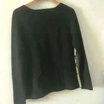 J. McLaughlin Ribbed Black and White Geometric Pattern Cotton Blend Boxy Sweater Photo 6