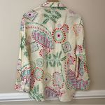ZARA Button Down Shirt L NWT Summer Print Linen Blend Bohemian Photo 5