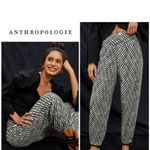 Anthropologie ANTHRO LINEN BLACK WHITE PRINT VISCOSE COMFY JOGGERS PANTS 2 Photo 2