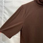 Rafaella  women's brown cinched mock neck stretch lightweight neutral basic shirt Photo 1
