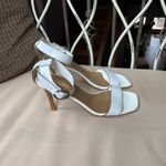 Bruno Valenti Leather Square Toe‎ Stiletto Sandal in White Size 10 Photo 5