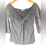 Venus  XLTwist Front Pullover Bell Sleeve Top in Black Photo 2