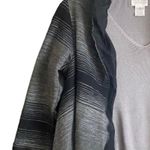 Gabrielle Ghino Italian Made Black/Gray Striped Mixed Fabric Wrap Cardigan. S Black Photo 3