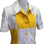 Donna Toran Vintage Yellow & White Colorblock Suit Dress & Blazer Size 8 Gold Photo 1
