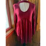 Hailey & Co. Burgundy Long Sleeve Cutout Neck Babydoll Tunic Top Women's Size S Photo 3