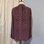 Ivanka Trump  Burgandy Dressy LS Blouse Women’s L Half Clasp Button Office Wear Photo 4