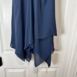 BCBG Paris Navy A Line Swing Dress w Ladderback Detail Handkerchief Hem Size 6 Blue Photo 8