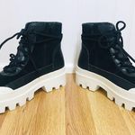 Gianni Bini  Black Leather Platform Ankle Boot Bootie Lug Sole Sneaker Sz 6.5 New Photo 2