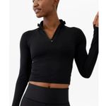 Athleta  M Momentum Seamless Crop Half Zip Black Medium Regular Photo 0