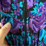 Vintage Black Blue Purple Floral Garden Rose Ruched Dress Size undefined Photo 11