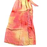 Lush Clothing | Lush | Peachy Yellow Tie-Dye Breezy Sheer Tube Strapless High Slit Maxi Dress Photo 3