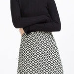 ZARA ✨  Skirt Black White Ikat Diamond Print Mini✨ Photo 0