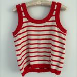 Vintage LQ Knitwear Hand Loomed Red and White Striped Tank Top Size M Photo 2