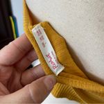 Romwe Ribbed Mustard Yellow Tie Front Crop Top Photo 3