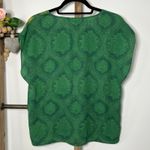 CAbi  Style 597 Green Envy Medallion‎ Yellow Floral Cap Sleeve Blouse Size Medium Photo 4