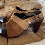 a.n.a . Tan/Brown Vintage Suede Open Toe Clogs 3" Size 8.5 Photo 1