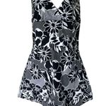 Her Clothes Hawaiian Aloha Tropical Floral Halter Self Tie Side Zip Mini Dress S Black Photo 0