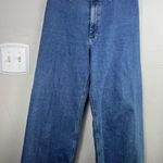 ZARA Woman High Waist Wide Leg Crop Jeans Blue Frayed Hem Rigid Denim Size 8 / 4 Photo 0