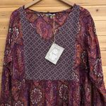 NWT World Market Size L/XL Bohemian V Neck Paisley Mixed Pattern Dress Red Size L Photo 1