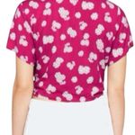 Lush Clothing New Lush Floral Print Short Sleeve Cropped Wrap Blouse Ranya Berry Cream Size XL Photo 1