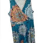 Guberry turquoise and orange patterned vneck dress NWOT Blue Size XXL Photo 0