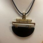 Chico's Black Cord Gold Tone Geometric Modern 18" Adjustable Necklace Photo 5
