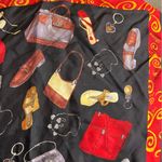 Brighton 100% silk Vintage Black and Red Scarf with Handbag and Shoe Design NWOT Photo 3