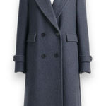 Vintage 80s Dark Gray Double Breasted Wool Cashmere Velvet Collar Coat Size 14 Photo 0