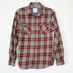Red Plaid Flannel Long Sleeve Button Down Birch Black Small Photo 1