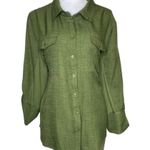Ci Sono Green Button Down Roll Tab Sleeve Stretchy Side Blouse Top PLus Size 2X Photo 0