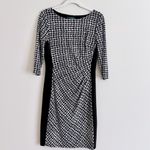 Ralph Lauren Lauren  Houndstooth Ruched Sheath Dress Size 8P Black White Photo 1