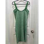 Maeve Anthropologie  Gingham Green & White Knit Mini Mod Dress Sz M Photo 8