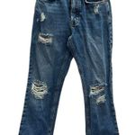 Forever 21  High Rise Button Fly Straight Leg Destroyed Denim Blue Jeans 24 Waist Photo 0
