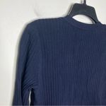 Talbots navy blue ribbed open sweater gold button sleeve detail medium petite Photo 6