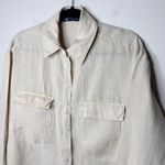ZARA Women's Safari Shirt Size Small Linen Oversized Tan Long Sleeve Button Up Photo 1