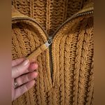 Aerie Cable Oversized Knit Stretch Sweater Quarter 1/4 Zip Soft Tan L Photo 6