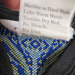 Misook  Paisley Knit Zip Up Hip Length Cardigan Sweater Black Blue Yellow Size S Photo 9