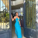 ZARA  Elegant Blue cut out satin slip Maxi Dress Photo 5