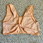 Orange and White Checkered Sports Bra twisted back bralette stretchy size large Photo 1