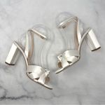 Aquazzura Nina 85 Silk Satin Knot Ankle Strap Block Heel Sandals Bridal White Size 6.5 Photo 6