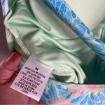 Pink Lily  Floral Zip-Front One Piece Swimsuit Blue Pink Green Size Medium Photo 6