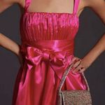 Anthropologie Bow tie Satin Mini Dress Pink size 8 Photo 3